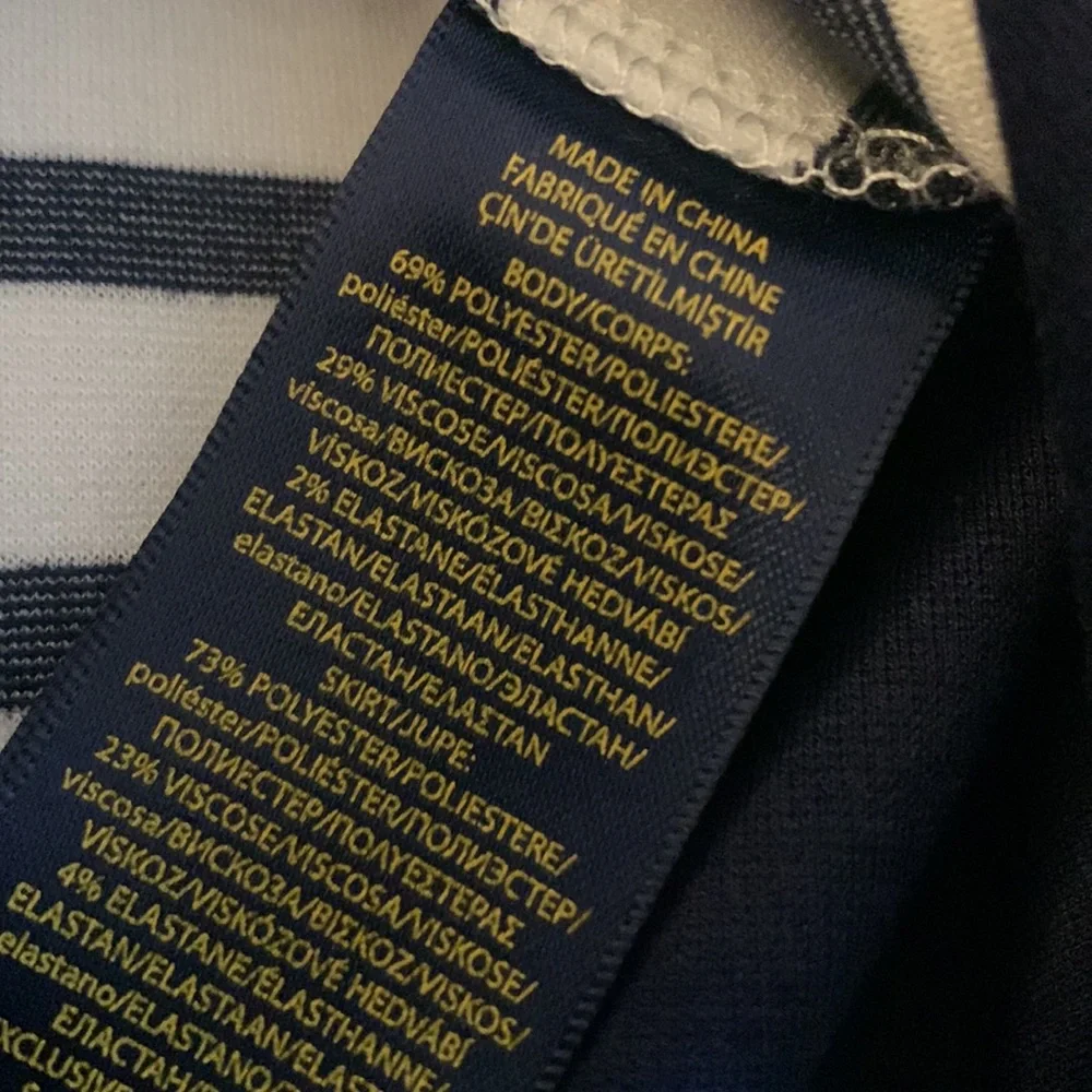 POLO Ralph Lauren Navy and White Striped Dress 12-14 EUC